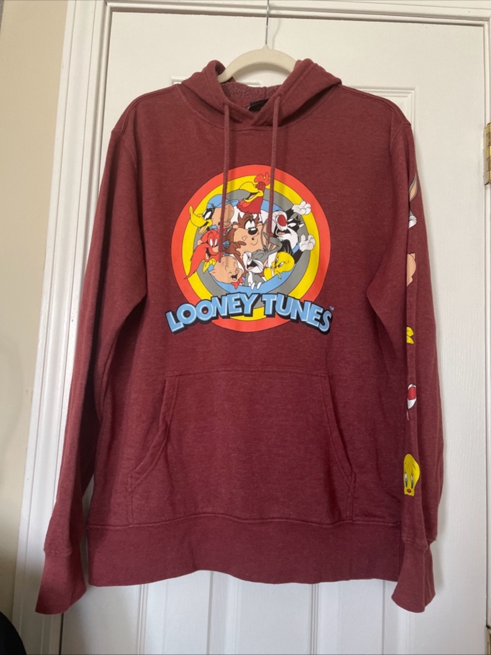 Warner Bros. Men's Maroon‎ Looney Tunes Crewneck Hoodie